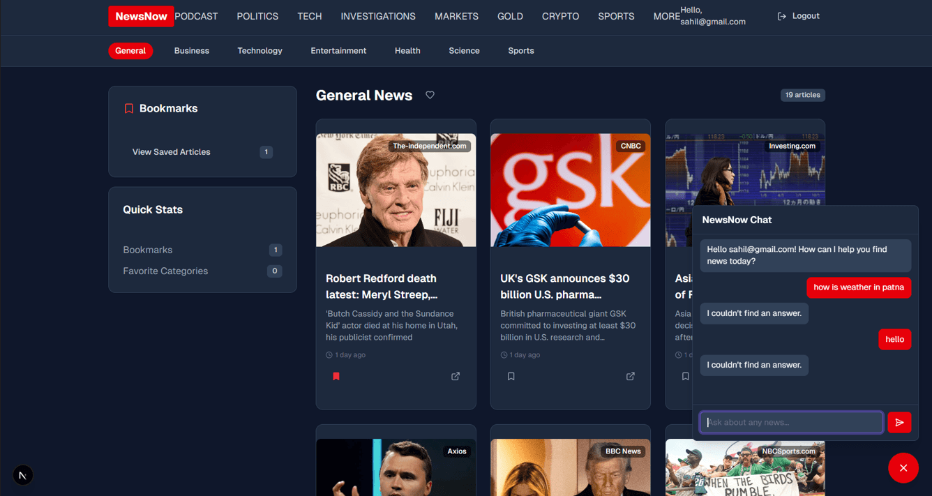 NewsNow ā Next.js + TS + CI/CD
